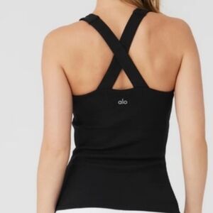 ALO Yoga Black Cross-Back Tank Top